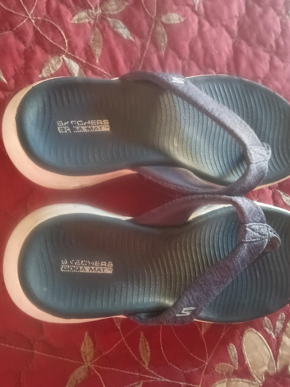 Skechers Black Navy Foam Flip Flops